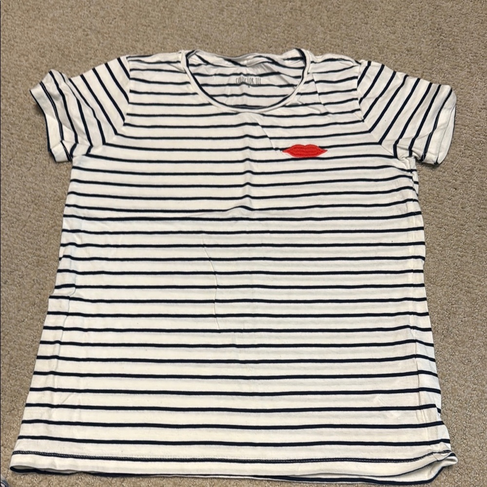 Striped J Crew Shirt with Red Accent